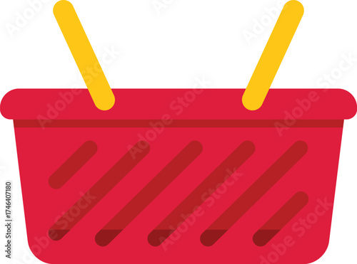 Empty shopping basket with yellow handles, symbolizing retail, consumerism, and purchasing power