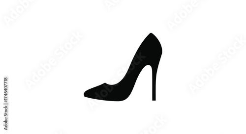 Elegant black stiletto high heel shoe profile silhouette iconic fashion footwear accessory silhouette