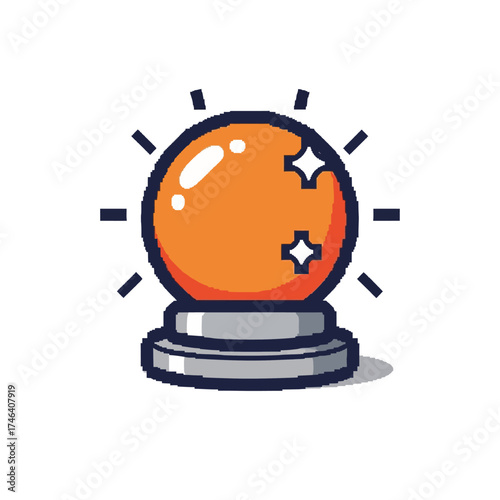 Cartoon Crystal Ball Glowing With Magical Energy.