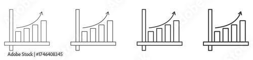 growing bar diagram icon set collection style outline. Contain graph, analysis, data, statistics, progress