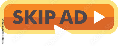 Skip ad button with mouse cursor clicking, inviting users to avoid online advertisement and proceed with desired content