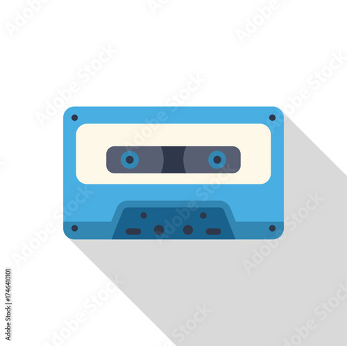 Vintage blue audio cassette symbolizing retro music technology and analog sound recording