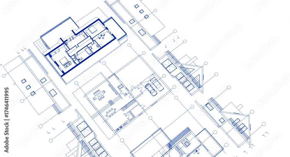 Fototapeta premium house architectural project sketch 3d illustration 
