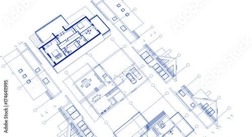 house architectural project sketch 3d illustration	
