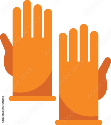 Orange gloves symbolize protection, safety, and hygiene in various settings