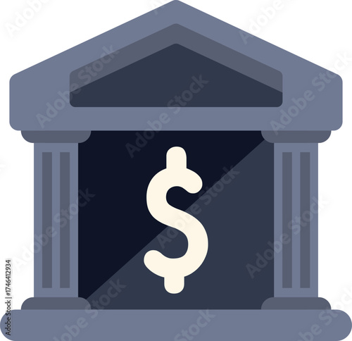 Classic bank building with dollar sign, symbolizing finance, investment, and economic stability