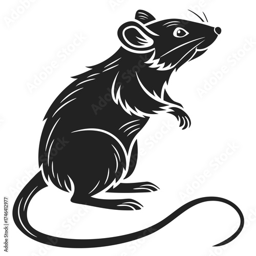 Wallpaper Mural Stylized black rat illustration with white accents on black background Torontodigital.ca