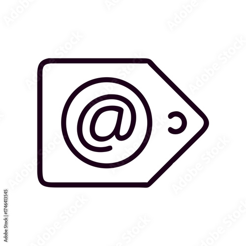 Email tagging icon in minimalist style on white background  