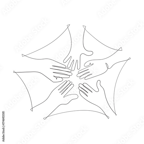 hand drawn doodle hand holding each other hand symbol for teamwork and friendship illustration in continuous line drawing