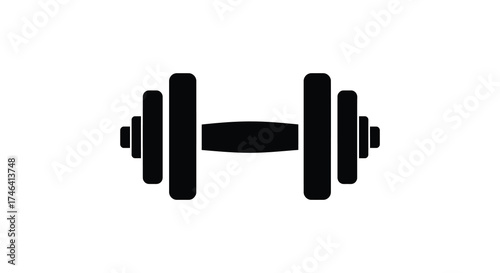 Fitness dumbbell silhouette icon representing strength training weightlifting and healthy lifestyle silhouette