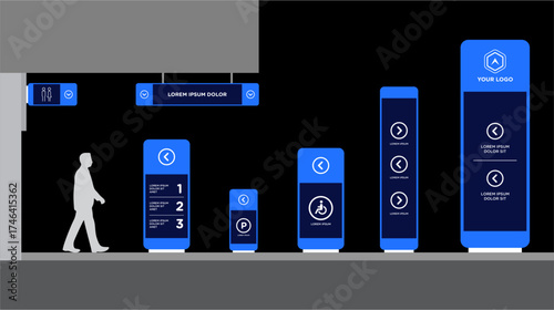 Exterior and interior signage template set corporate identity
