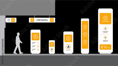 Exterior and interior signage template set corporate identity
