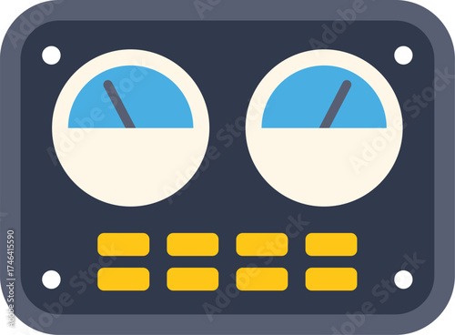 Modern control panel displaying performance indicators, featuring gauges and switches for precise monitoring and control