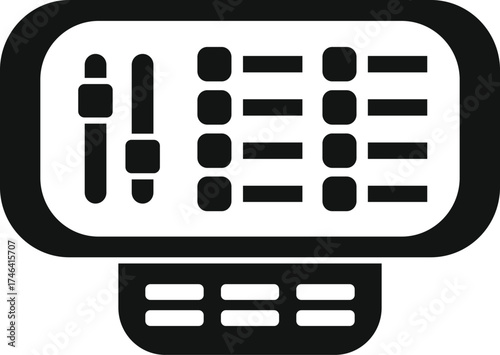 Professional digital audio mixer featuring faders, buttons, and controls for precise sound mixing and production