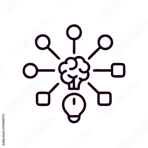 Mind map with glowing nodes representing connected ideas  