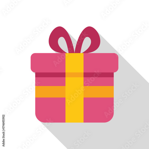 Pink gift box wrapped with yellow ribbon and bow, representing celebration, surprise, and special occasions