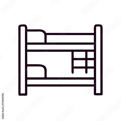 Bunk bed outline in minimalist style for children's bedroom concept  