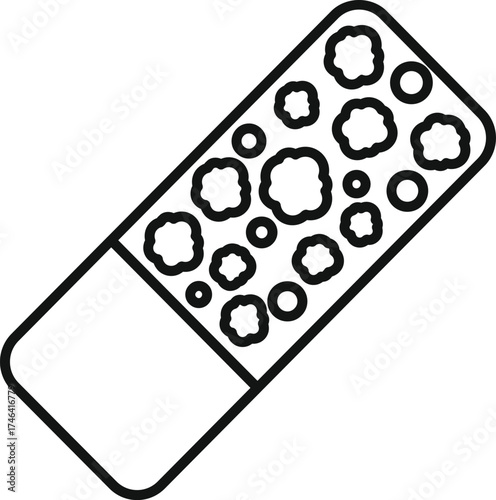 Line drawing of a probiotic capsule containing beneficial bacteria promoting gut health and digestive wellness