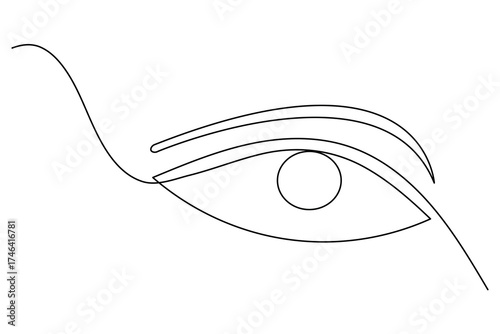 Minimalist human eye continuous one line drawing vector illustration on white background for modern design
