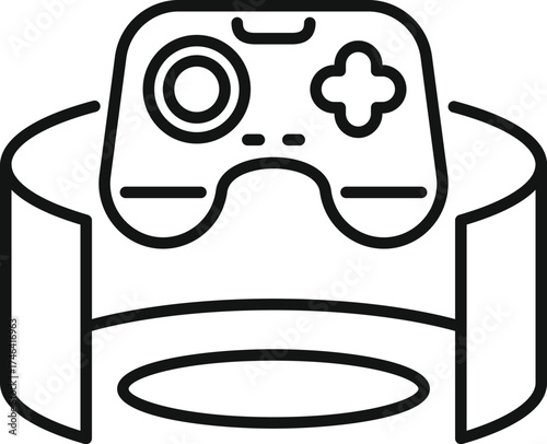Vr controller hovering over vr headset showing virtual environment, representing immersive gaming experience