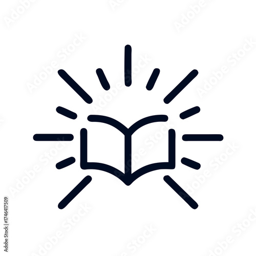 Open book with rays symbolizing knowledge and enlightenment  