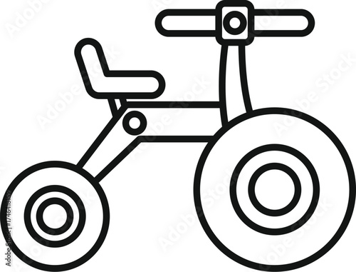 Simple line drawing of a tricycle, emphasizing childhood, outdoor play, and the development of balance and coordination