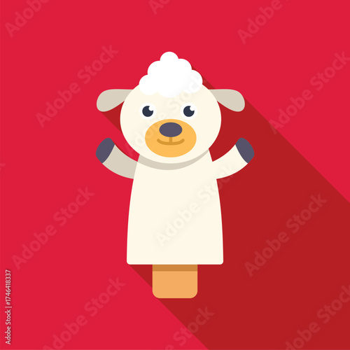 Adorable sheep puppet waving, perfect for children's entertainment and educational purposes