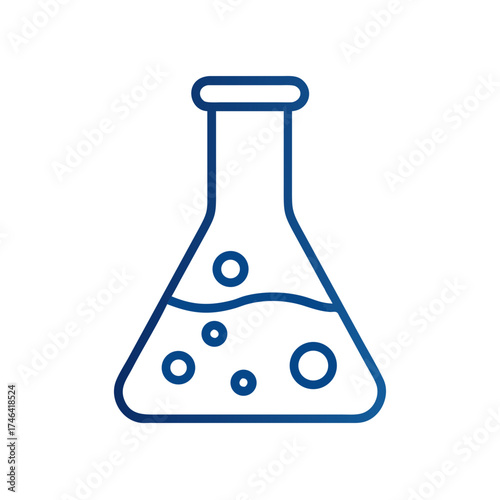 Erlenmeyer flask icon with bubbling liquid in minimalist style  
