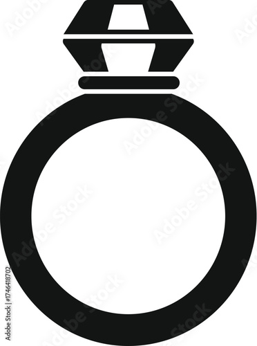 Black silhouette of a luxurious ring, featuring a dazzling diamond, symbolizing enduring love, commitment, or special occasion