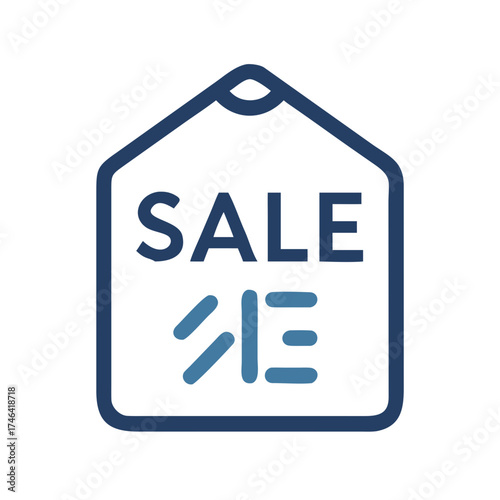 Sale label with blue design and modern typography concept of icon  