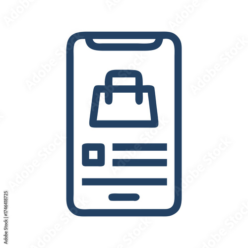 Mobile phone displaying shopping app with cart icon concept  