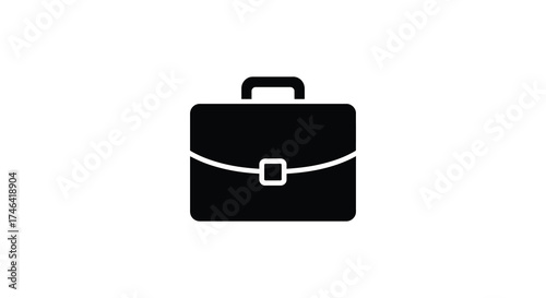Classic black briefcase icon symbol representing business travel career professionalism and work essentials silhouette