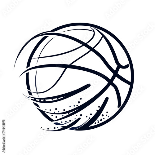 Basketball icon illustration with dynamic lines and motion effect  