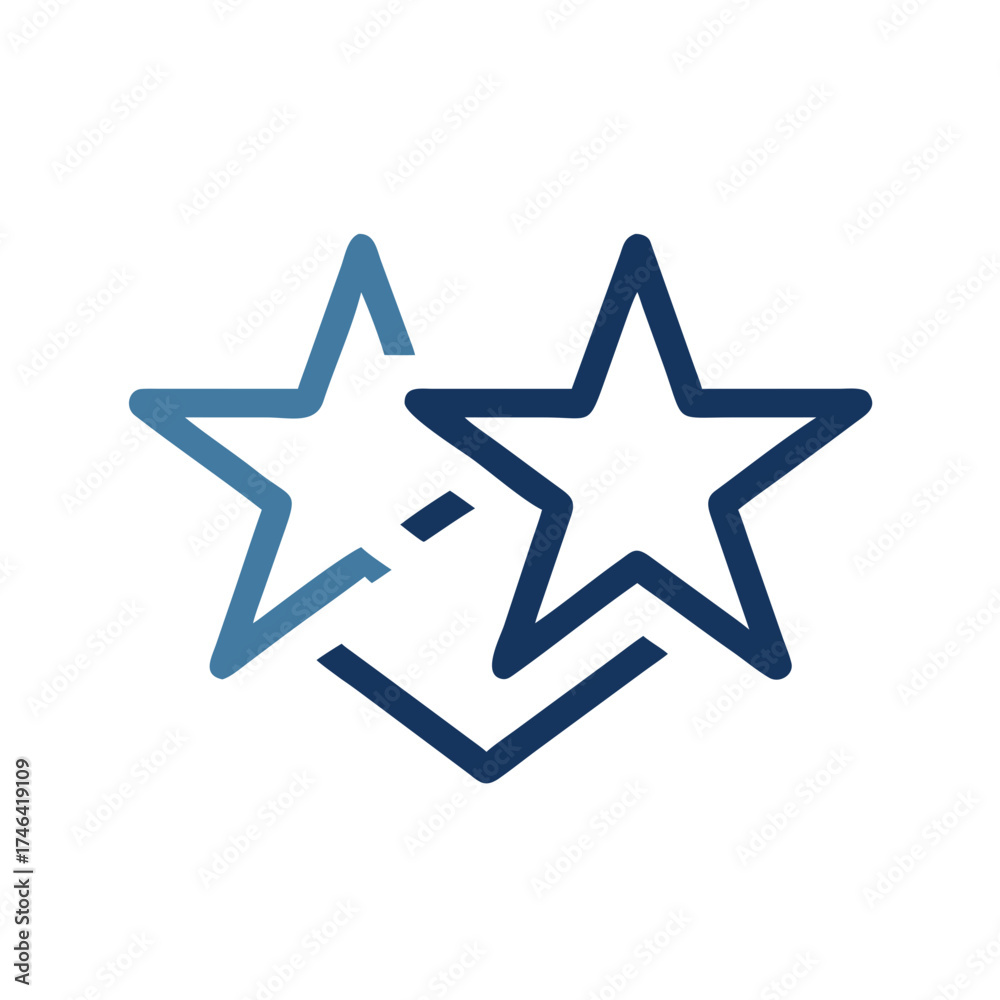 Fototapeta premium Converging stars with arrows symbolizing synergy concept of icon 