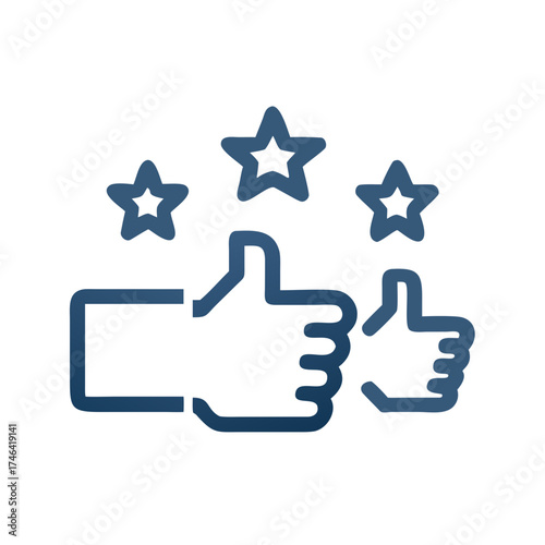 Multiple thumbs-up and stars symbolizing approval and support  