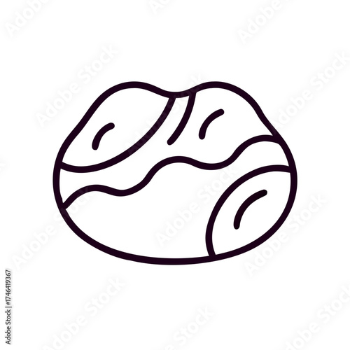 Smooth pebble icon in minimalist design with curved lines  
