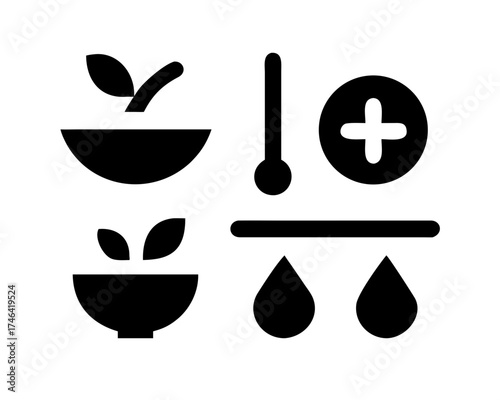 Black and white illustration of natural medicine preparation