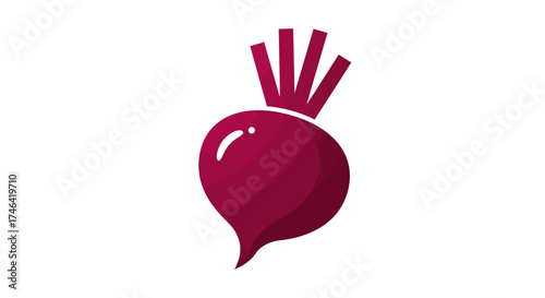 Stylized beetroot illustration with steam on a clean background viewed from the front