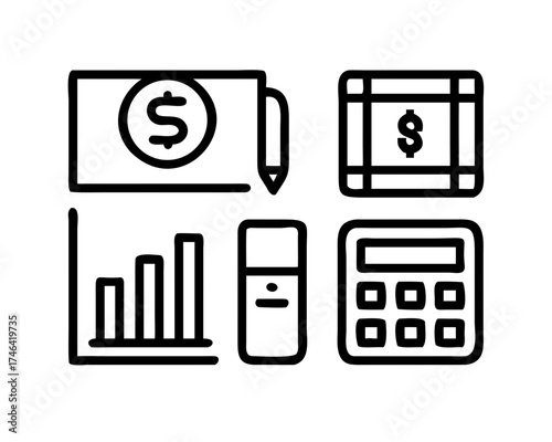 Financial planning icons for business concept