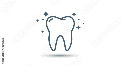 Tooth icon with sparkling effect on white background dental care concept