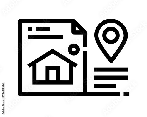 Real estate property document with location pin