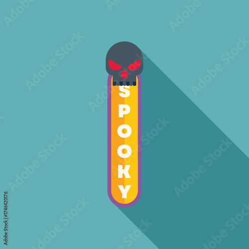 Bookmark with spooky writing and skull for halloween decoration