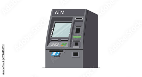 Atm machine illustration isolated graphic of financial transaction device