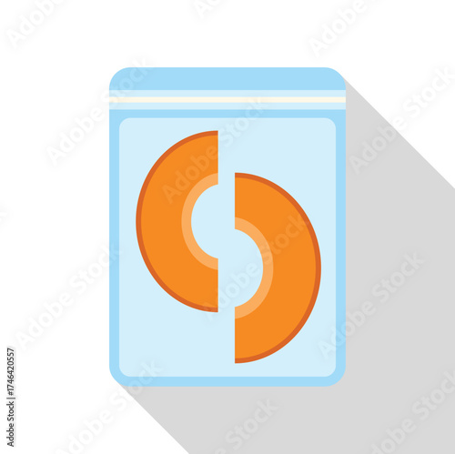 Two vacuum sealed orange slices, ensuring long lasting freshness and preserving their natural flavor