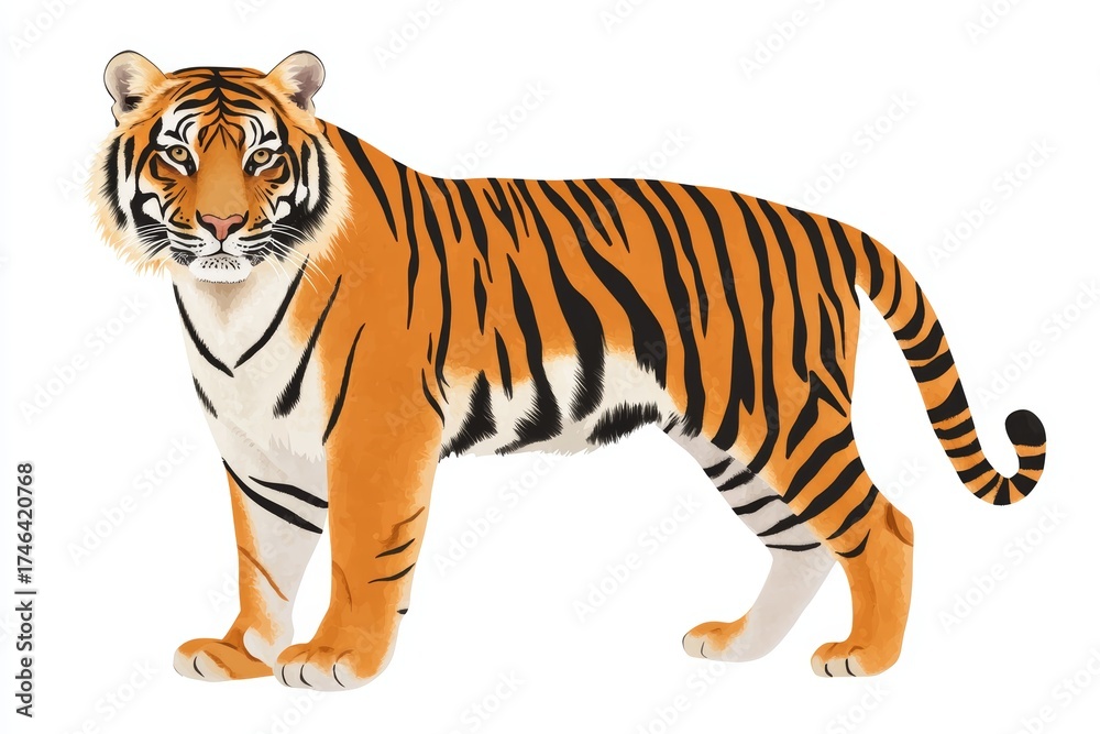 Fototapeta premium A tiger is standing on a white background