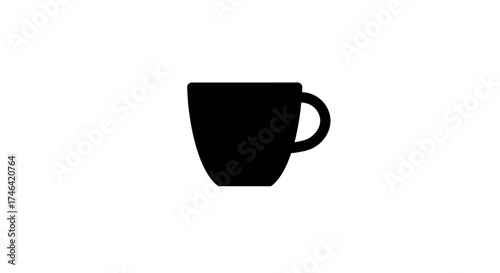 Black coffee cup silhouette against white background for design and concepts