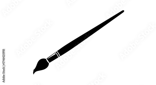 Black paint brush vector on white background for art design and creativity