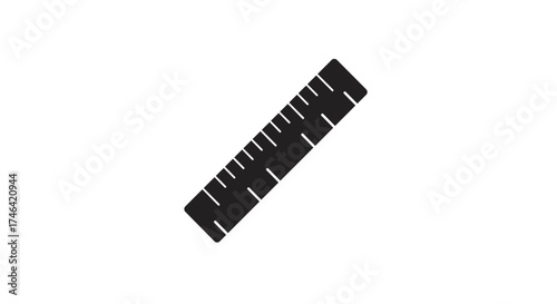 Black ruler silhouette against white backdrop ideal for measurements and design