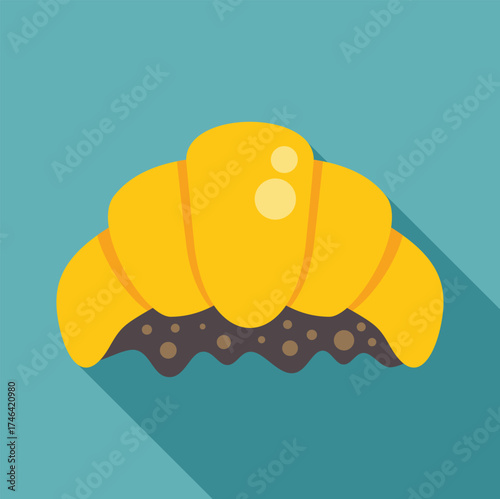 Freshly baked croissant dipped in chocolate, creating a tempting treat for breakfast or a snack