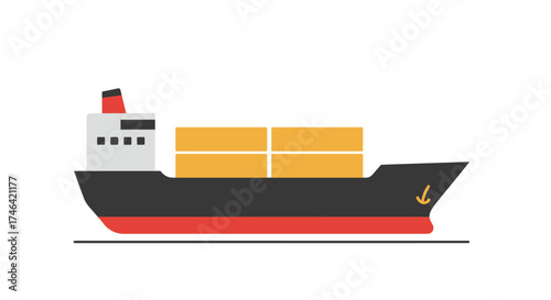 Cargo ship illustration vector artwork of a freight transport vessel